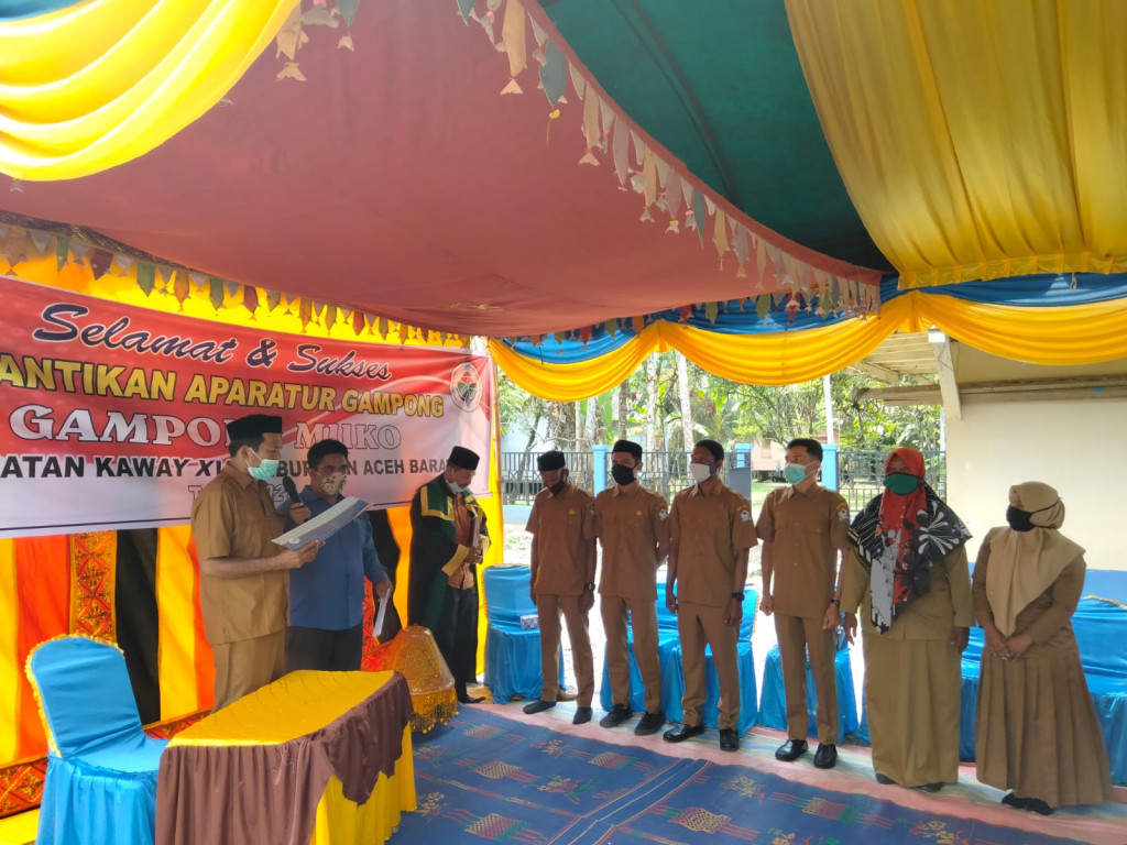 Pelantikan serta Pengambilan Sumpah Aparatur Gampong Muko, Kecamatan Kaway XVI Kabupaten Aceh Barat